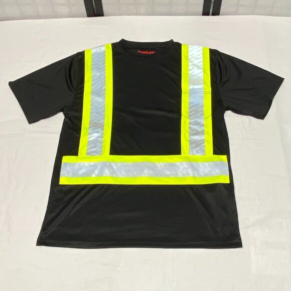 Tingley Job Sight Reflective Safety Tee Shirt XL Black Yellow Hi-Vis Workwear - Picture 7 of 14